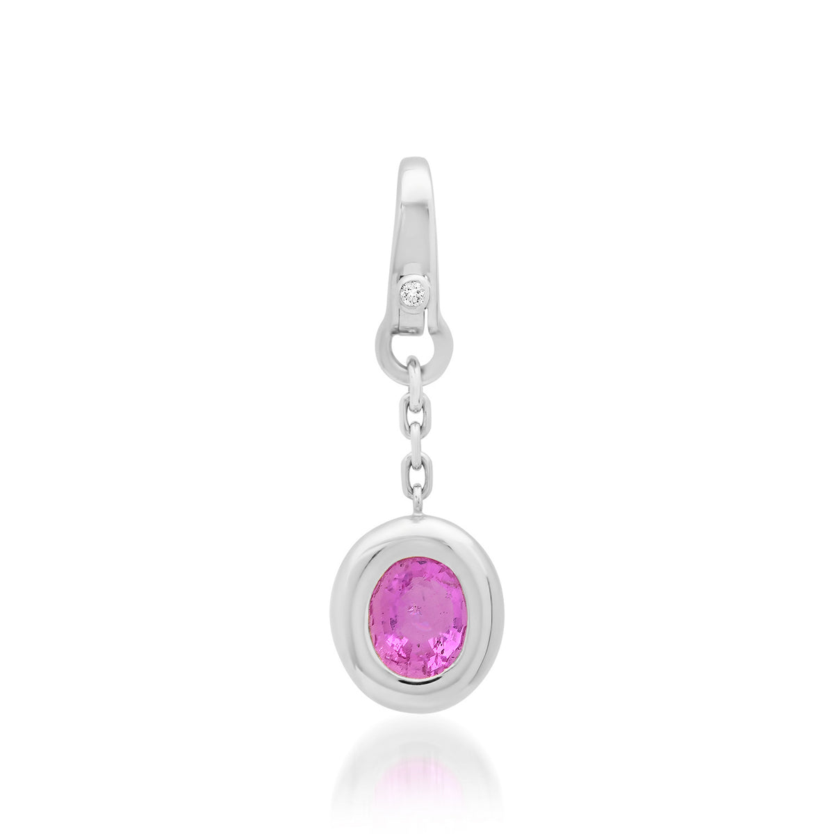 Bezel Set Pink Sapphire Dangle Drop Charm