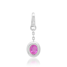 Bezel Set Pink Sapphire Dangle Drop Charm