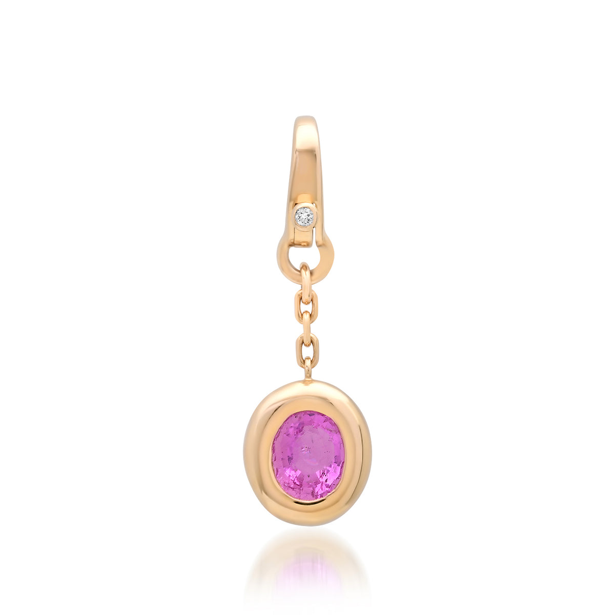 Bezel Set Pink Sapphire Dangle Drop Charm