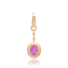 Bezel Set Pink Sapphire Dangle Drop Charm