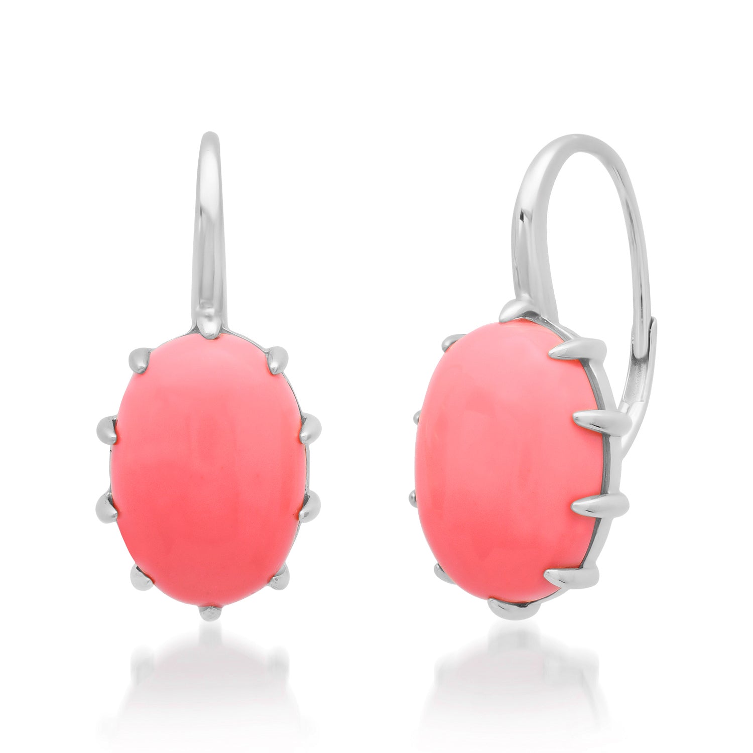 Oversized Oval Coral Drop Earrings