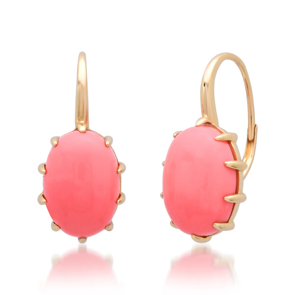 Oversized Oval Coral Drop Earrings