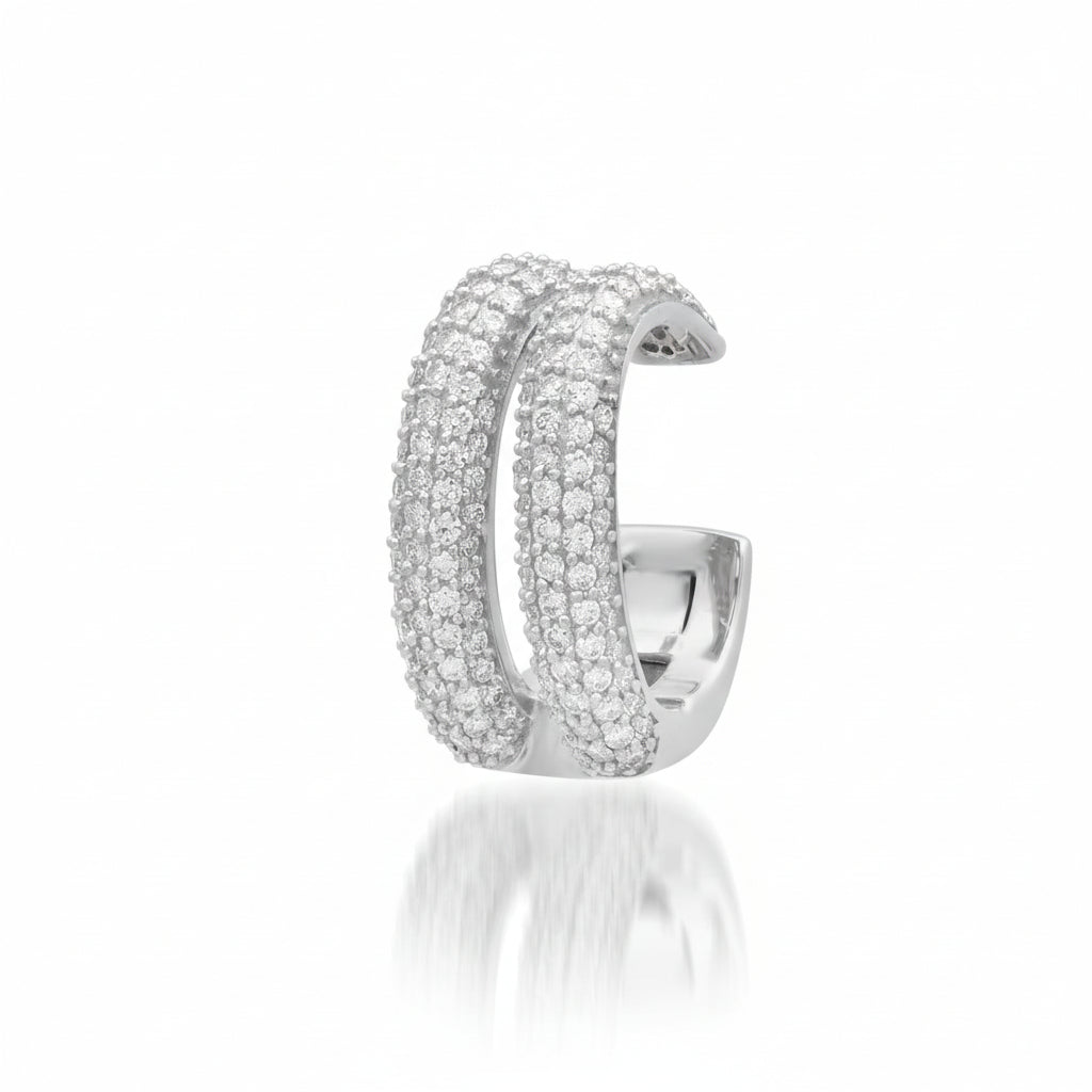 Double Pave Row Diamond Ear Cuff