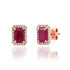 Ruby Stud Earrings with Diamond Frames
