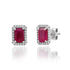 Ruby Stud Earrings with Diamond Frames