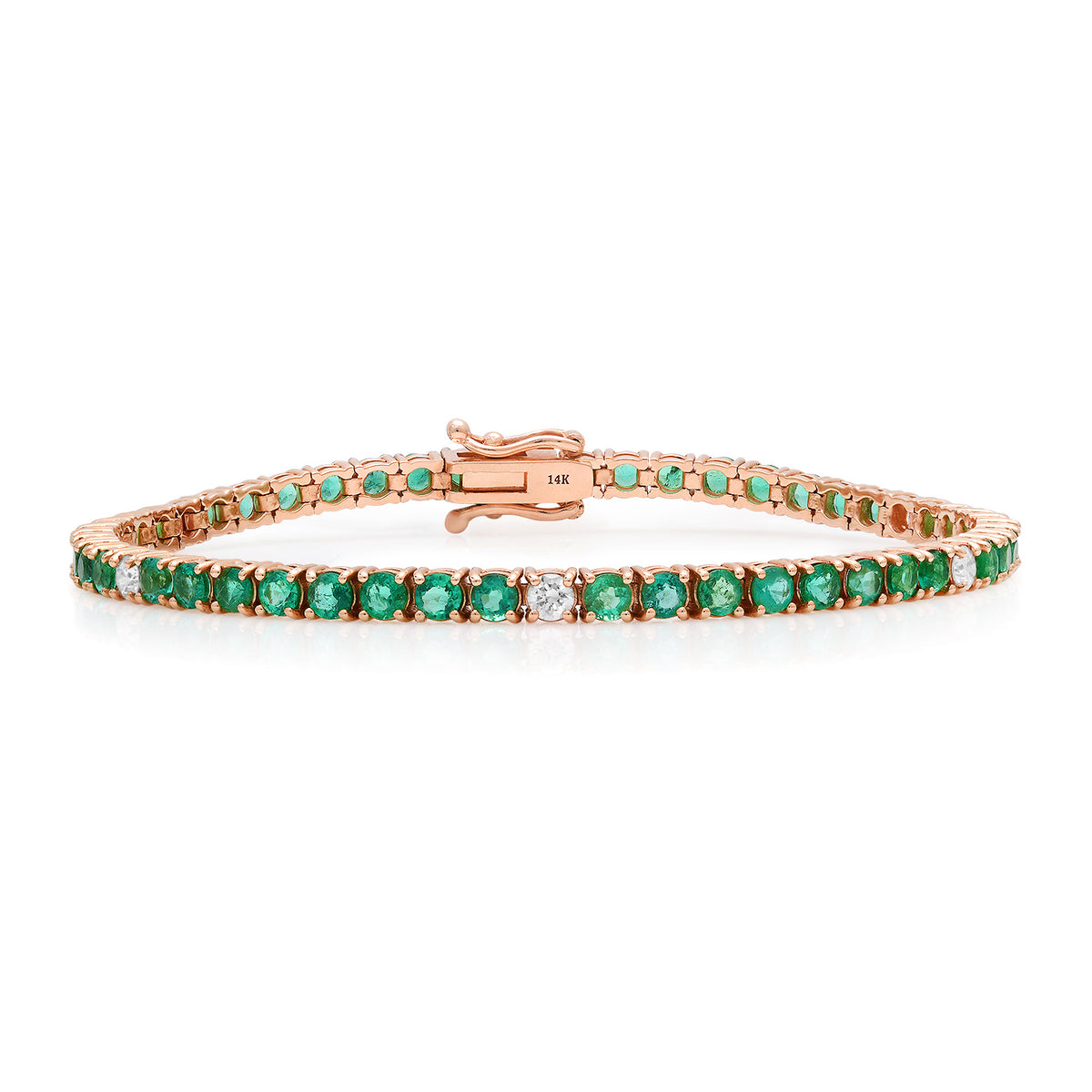 Diamond Tennis Bracelet with Bezel Set Diamond Hearts