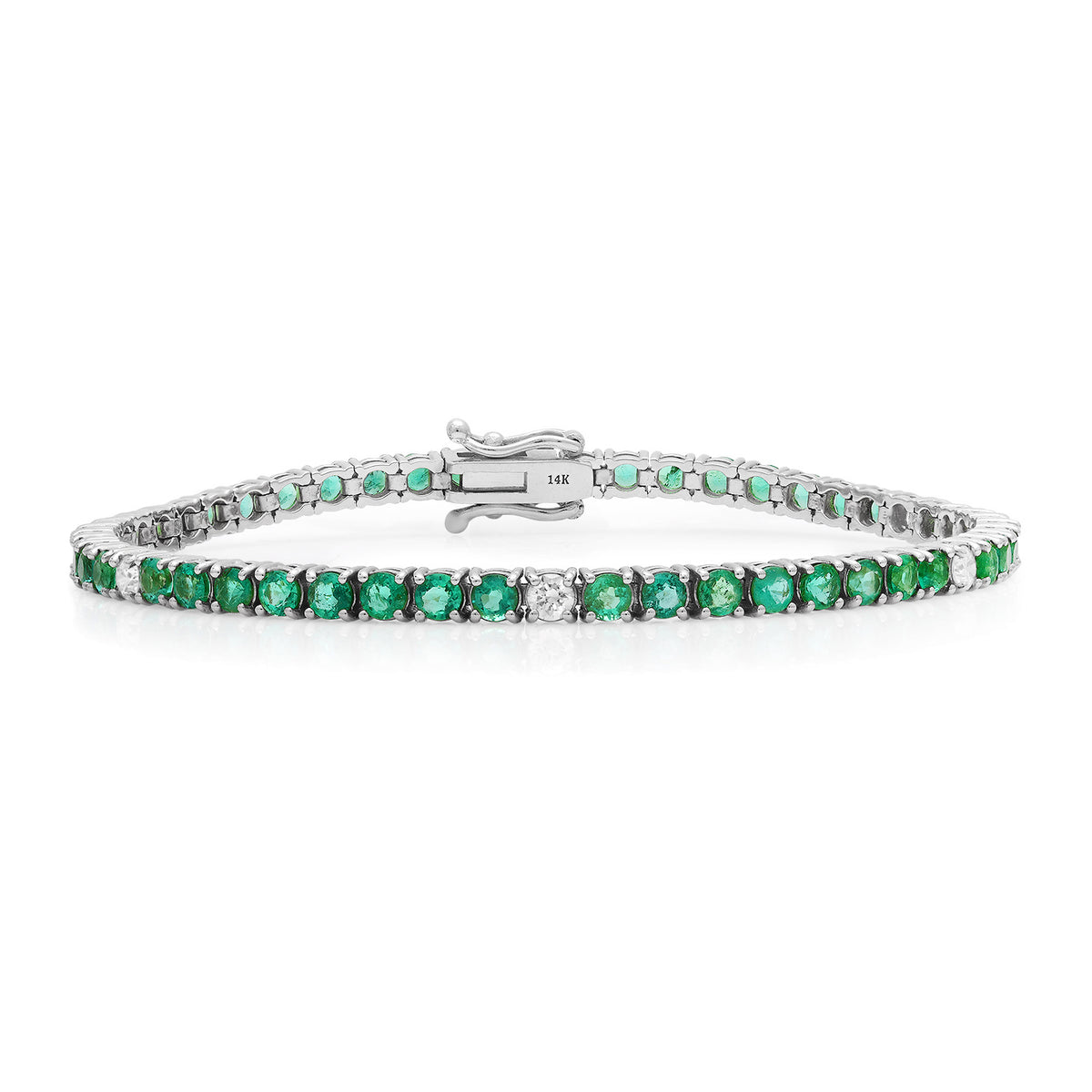Diamond Tennis Bracelet with Bezel Set Diamond Hearts
