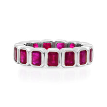 Juicy Emerald Cut Bezel Set Ruby Eternity Band Ring