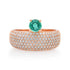 Emerald Solitaire Wide Pave Diamond Band Ring