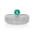 Emerald Solitaire Wide Pave Diamond Band Ring
