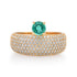 Emerald Solitaire Wide Pave Diamond Band Ring