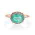 Juicy Rose Cut Emerald Ring with Diamond Frame