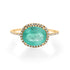 Juicy Rose Cut Emerald Ring with Diamond Frame