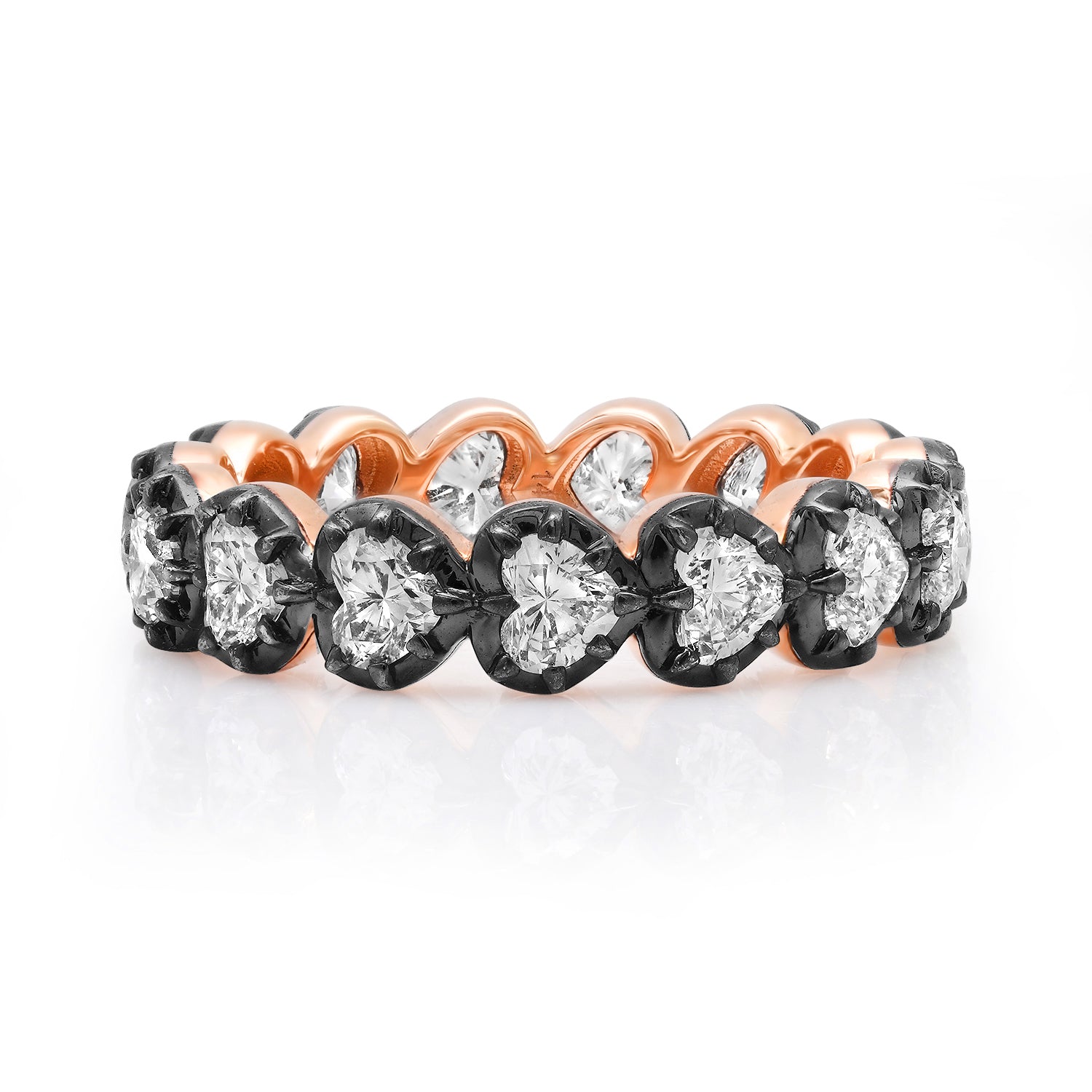 Diamond Hearts Eternity Band with Black Rhodium