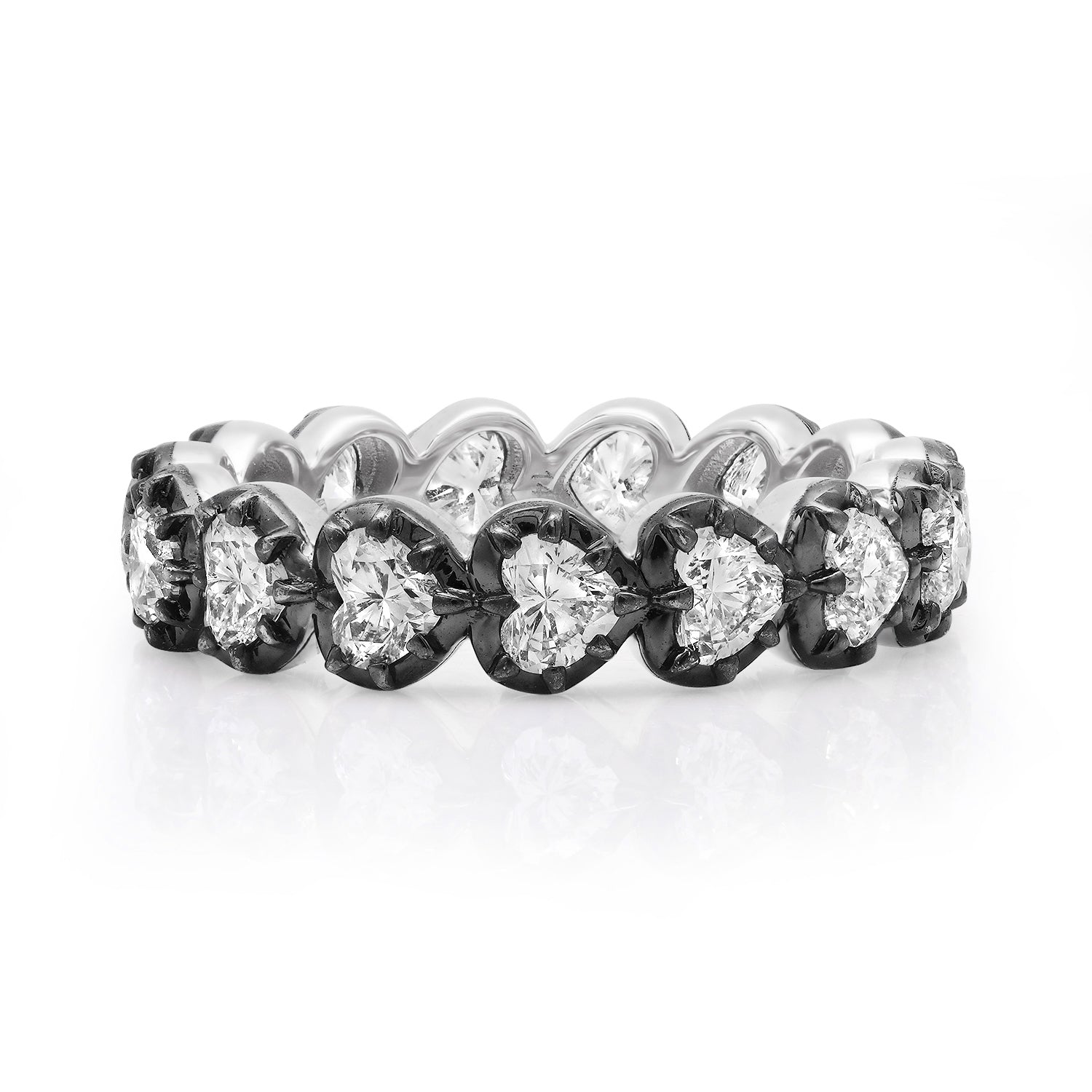 Diamond Hearts Eternity Band with Black Rhodium