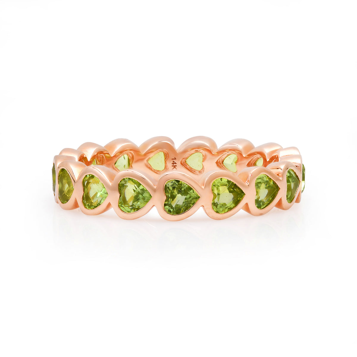 Petite Bezel Set Gemstone Heart Eternity Ring