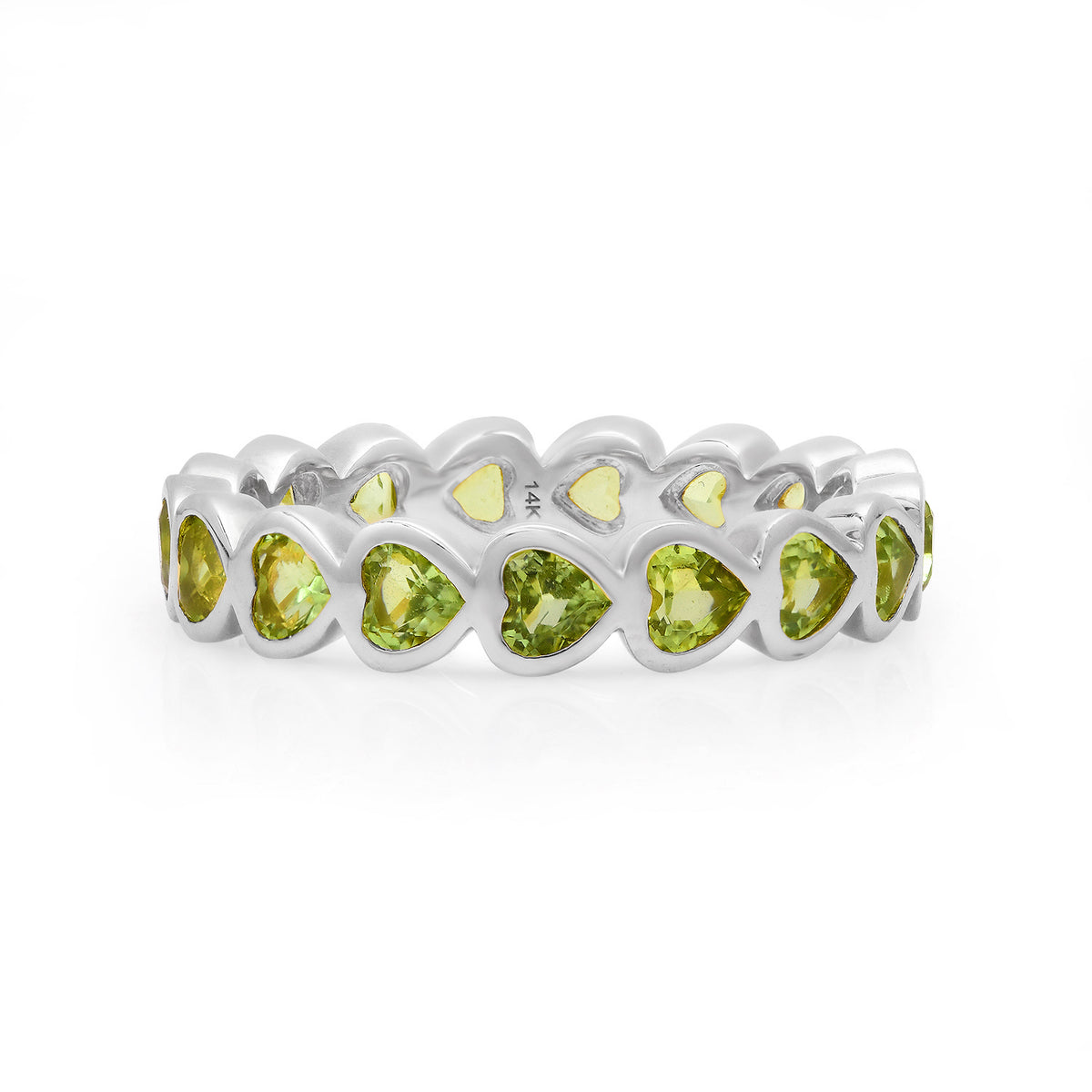 Petite Bezel Set Gemstone Heart Eternity Ring