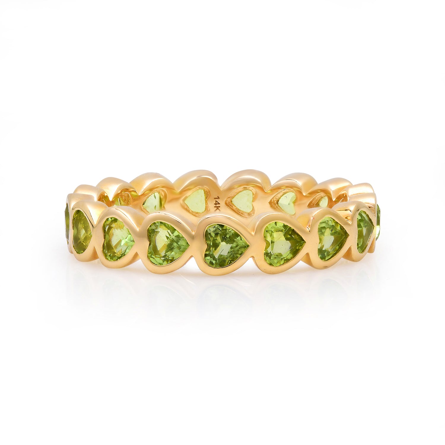 Petite Bezel Set Gemstone Heart Eternity Ring