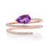 Pave Diamond & Solitaire Amethyst Pear Wrap Ring