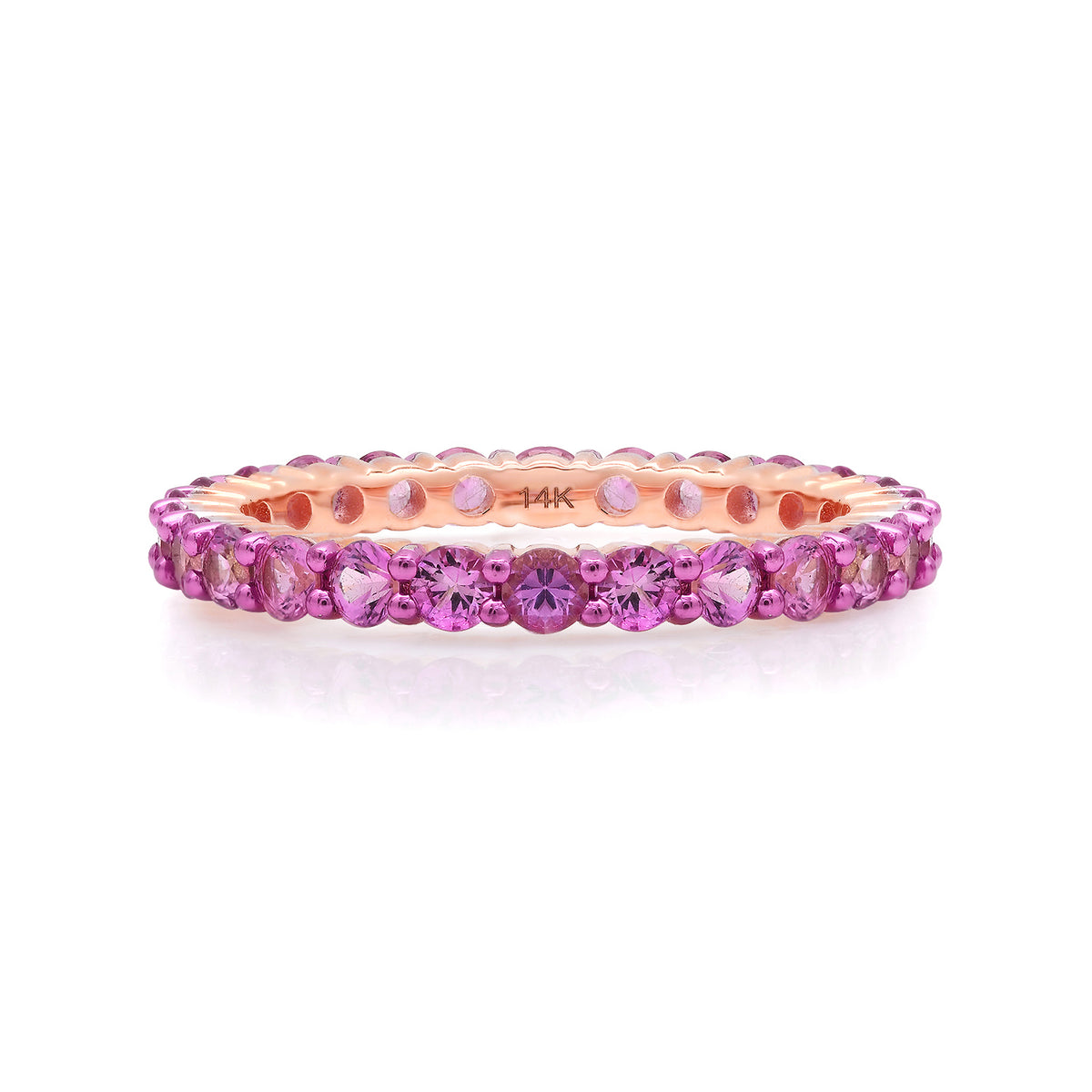 Pink Sapphire or Black Diamond Eternity Band Ring