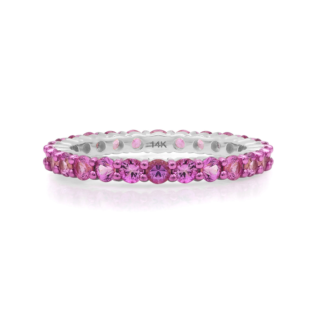 Pink Sapphire or Black Diamond Eternity Band Ring
