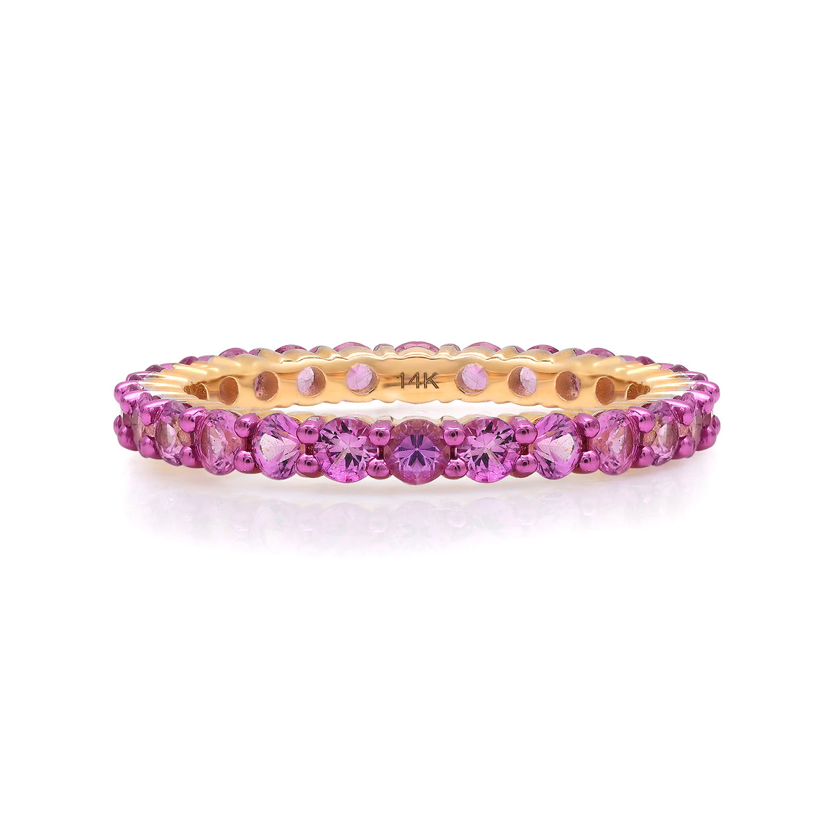 Pink Sapphire or Black Diamond Eternity Band Ring