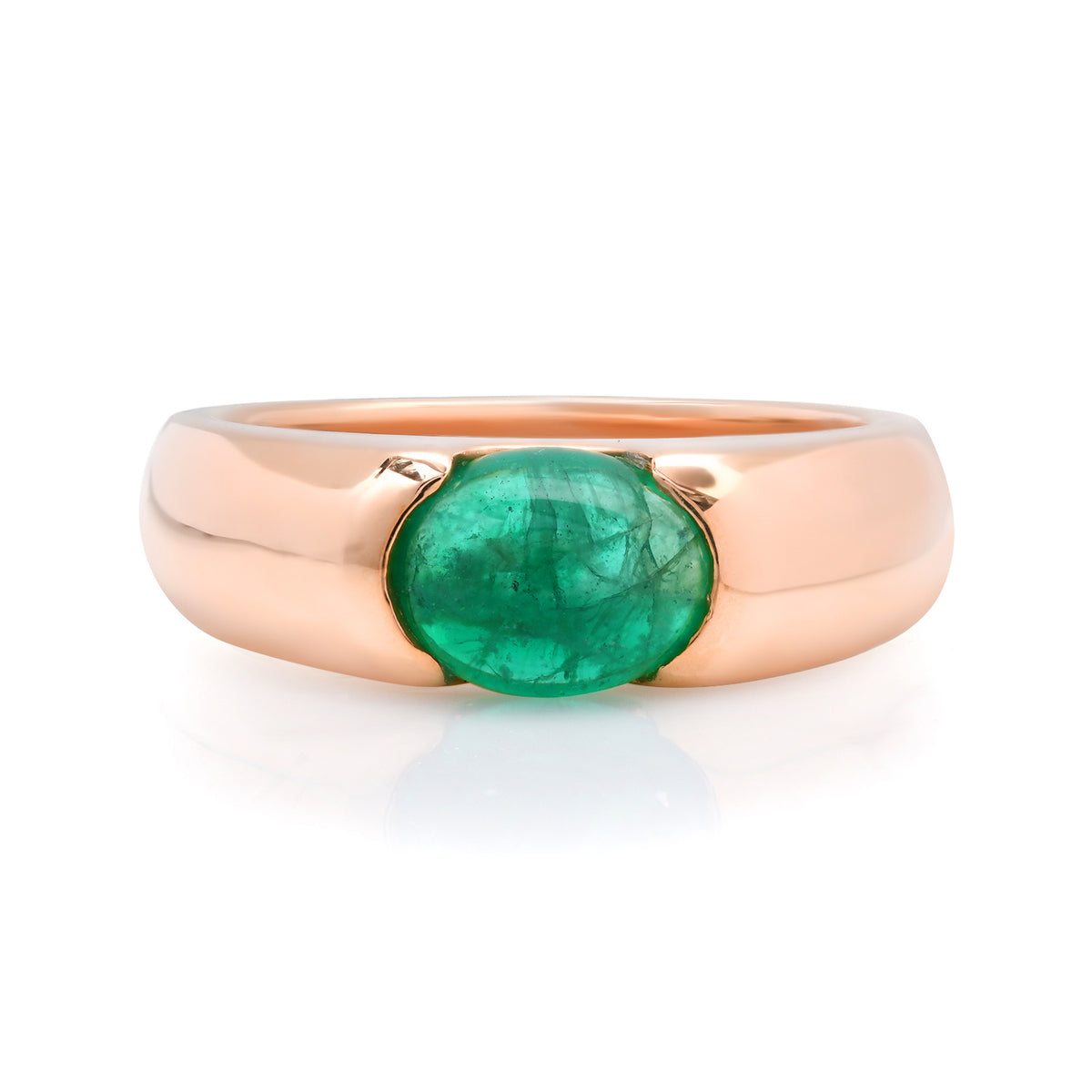 Flush Emerald Cabochon Band Ring