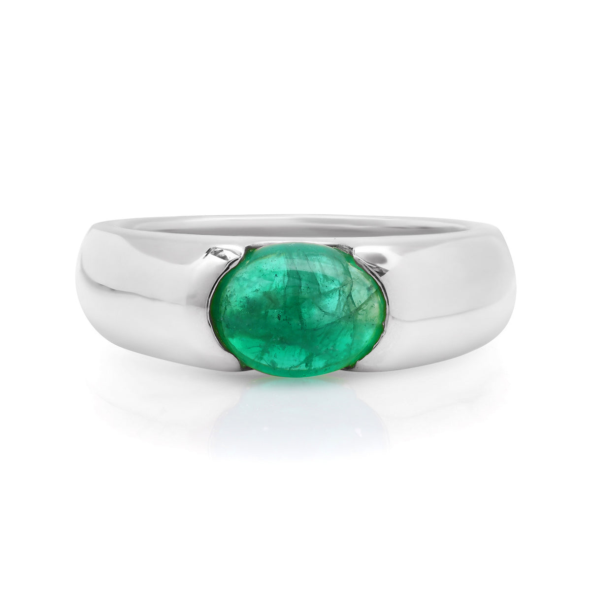 Flush Emerald Cabochon Band Ring