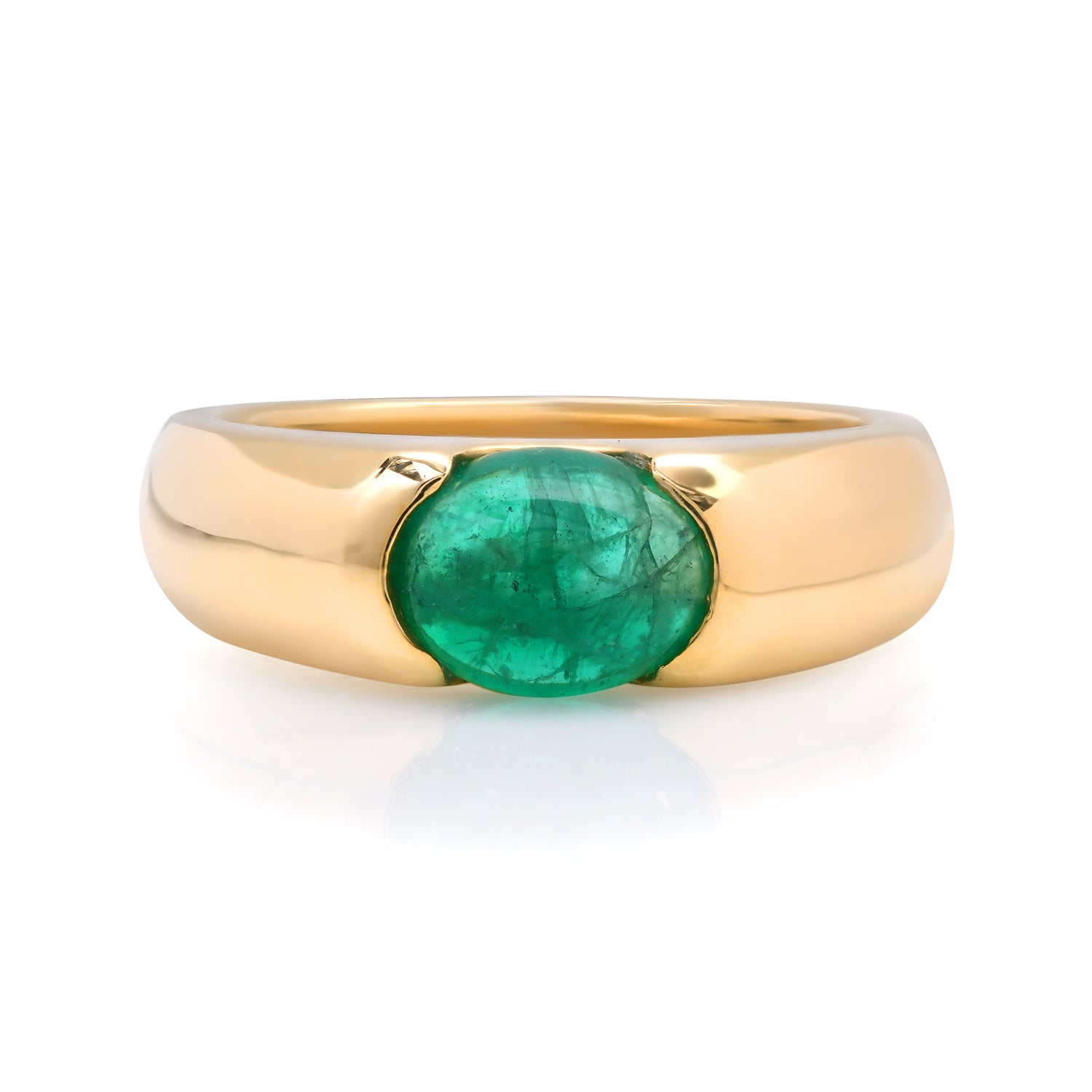 Flush Emerald Cabochon Band Ring