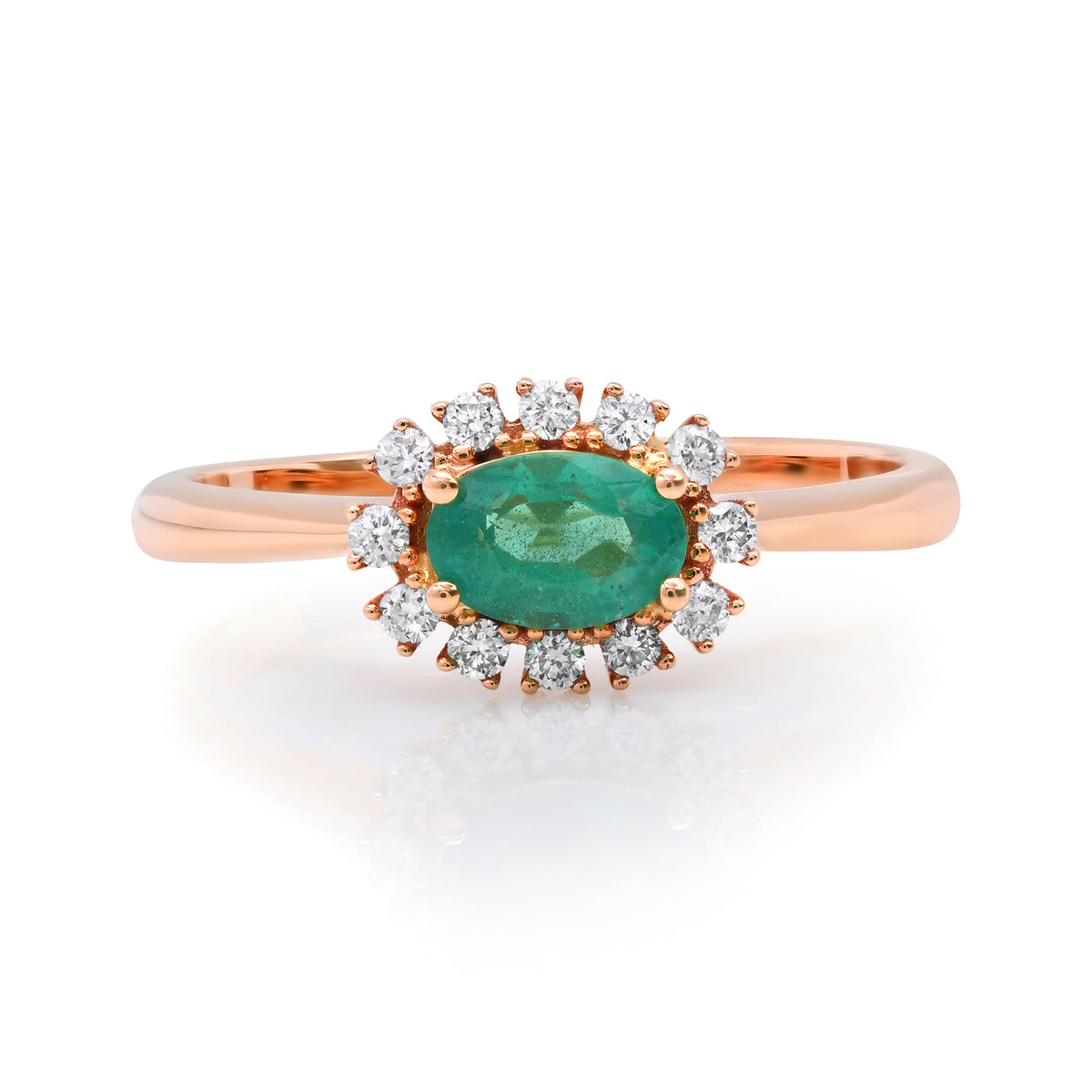 Petite Emerald Ring with Diamond Frame
