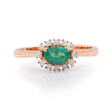 Petite Emerald Ring with Diamond Frame