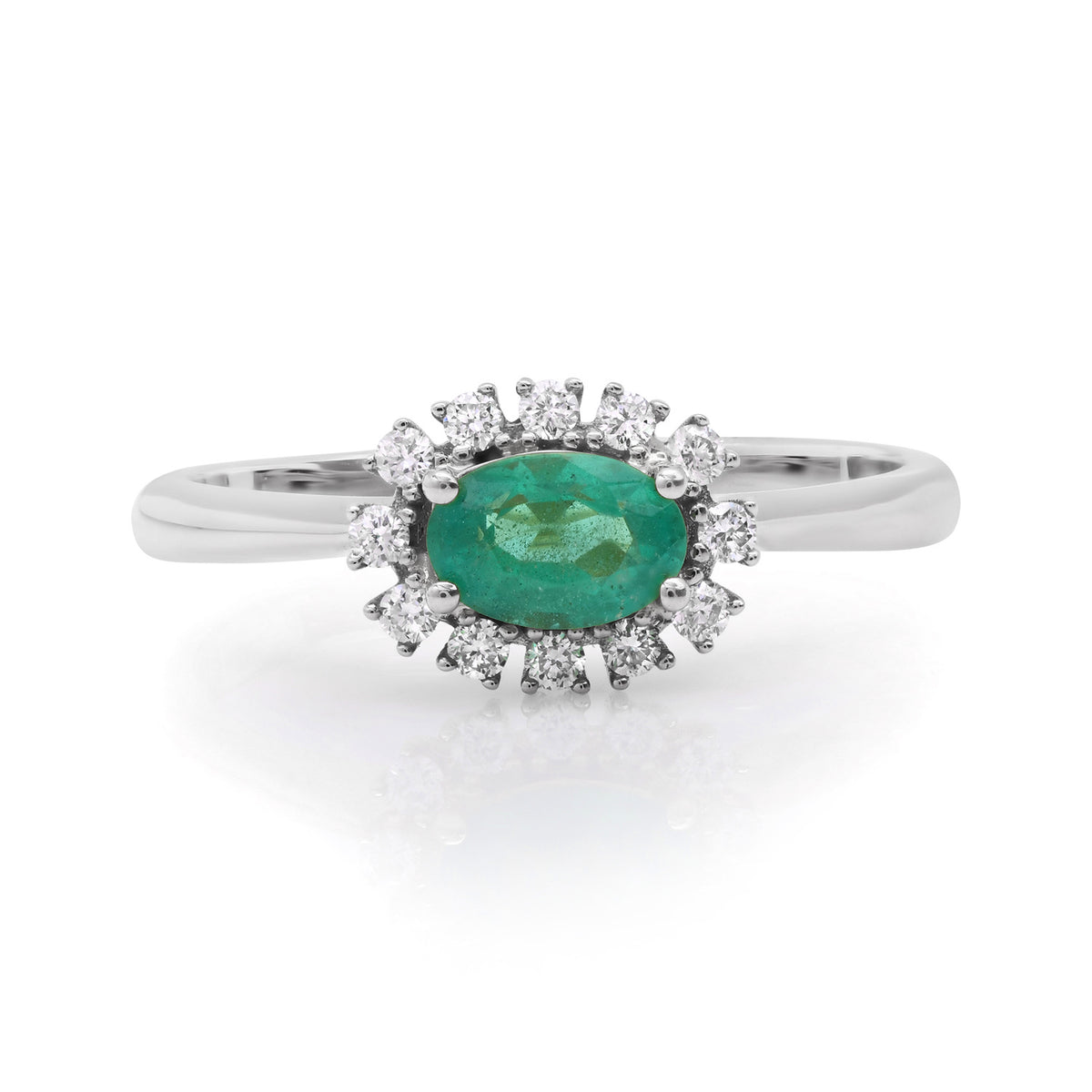 Petite Emerald Ring with Diamond Frame