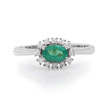 Petite Emerald Ring with Diamond Frame