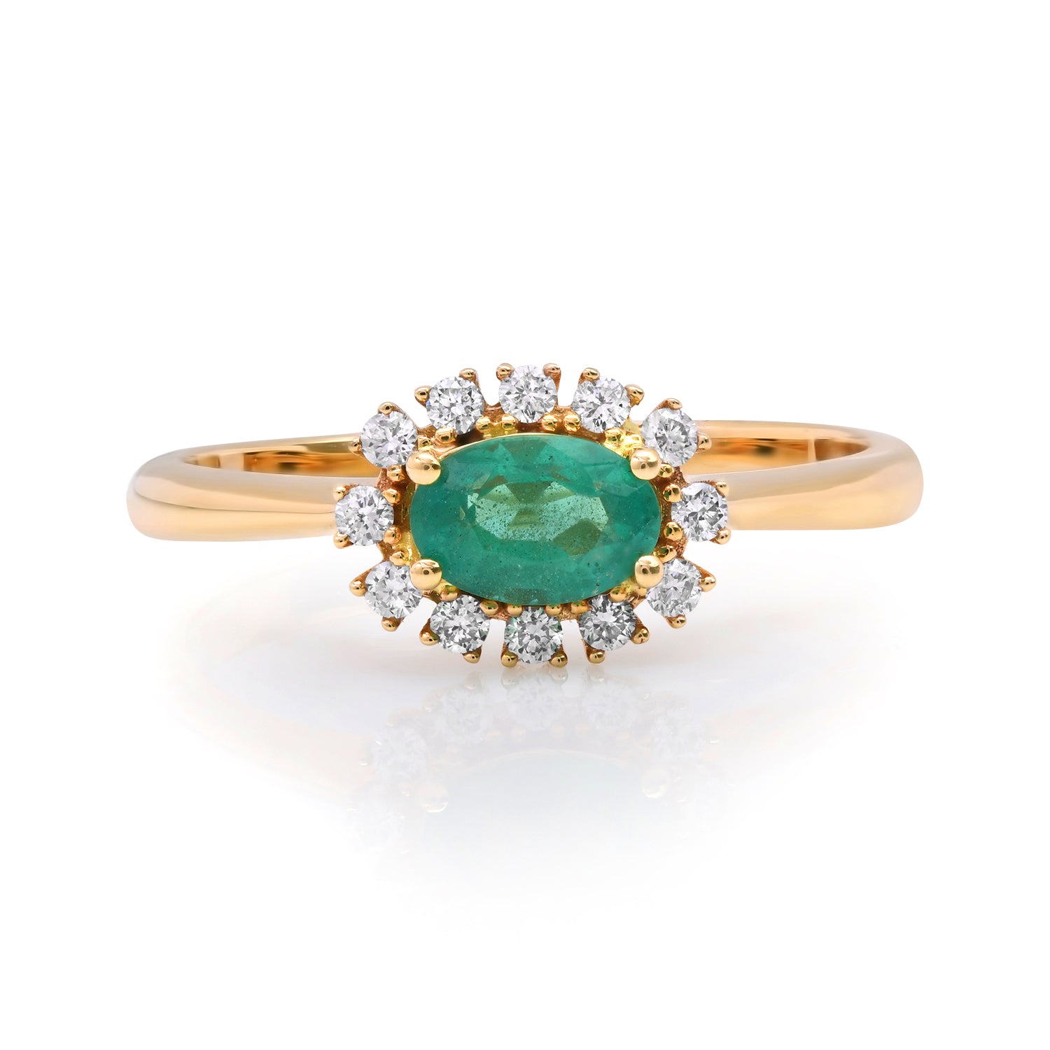 Petite Emerald Ring with Diamond Frame