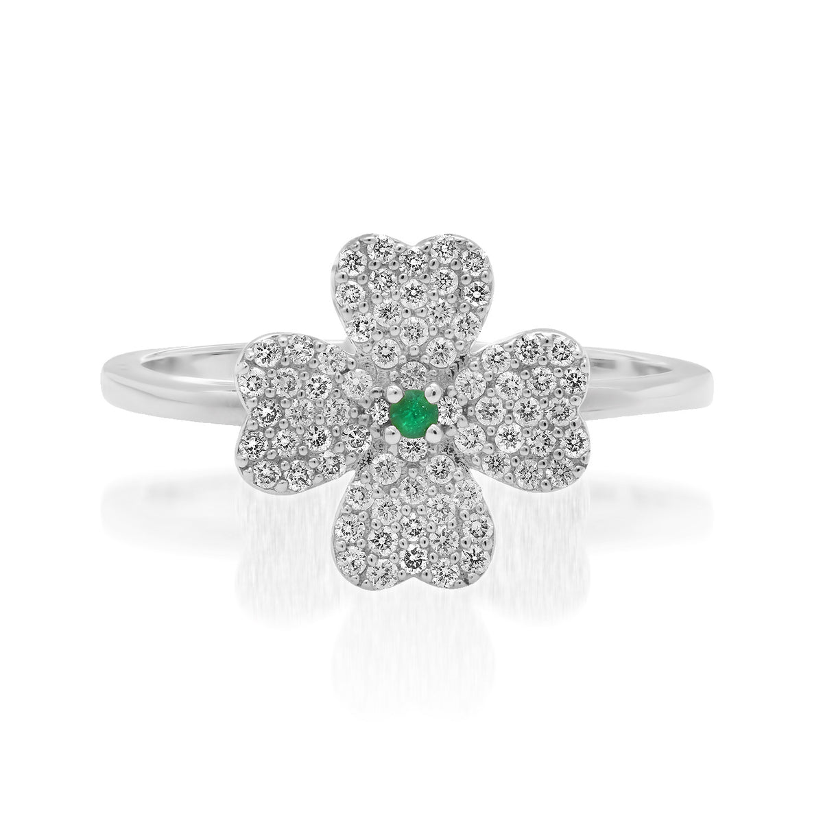 Petite Emerald & Diamond Clover Ring