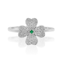 Petite Emerald & Diamond Clover Ring