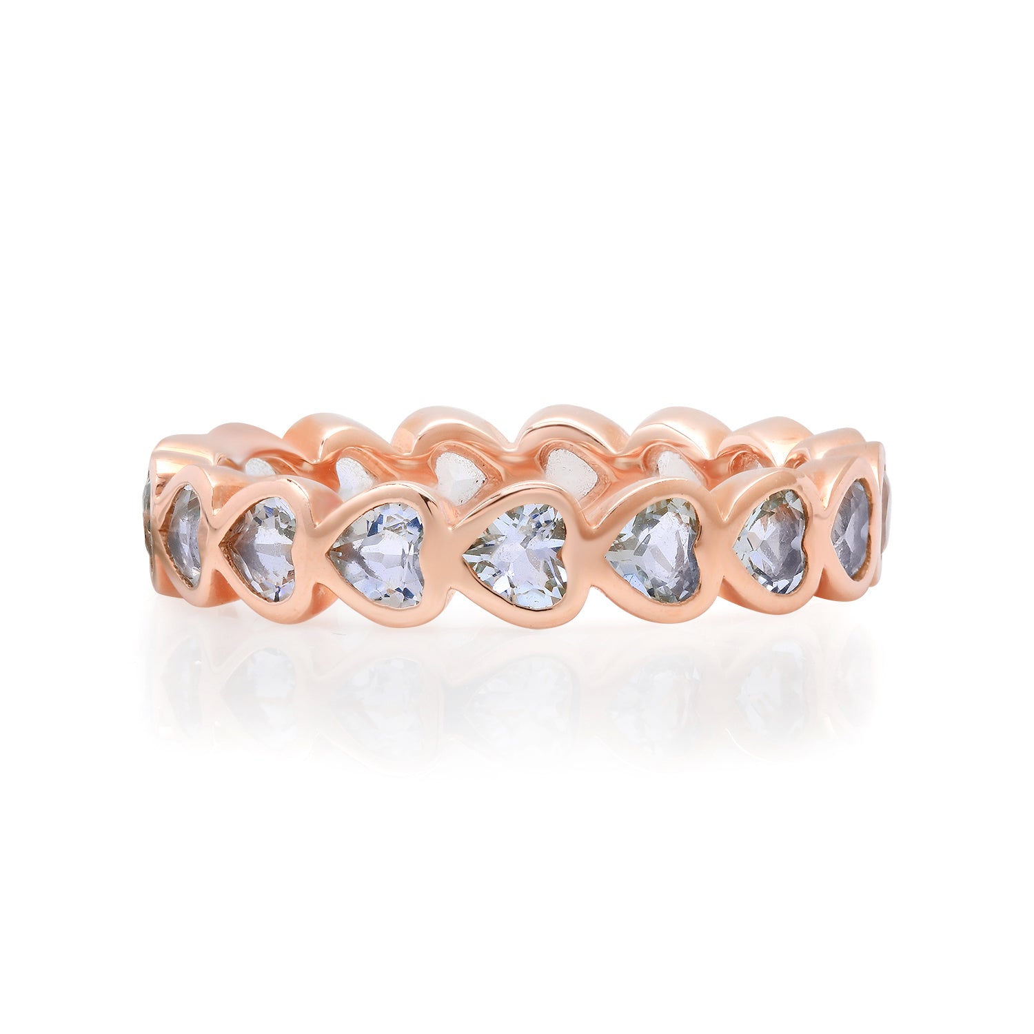 Petite Bezel Set Gemstone Heart Eternity Ring