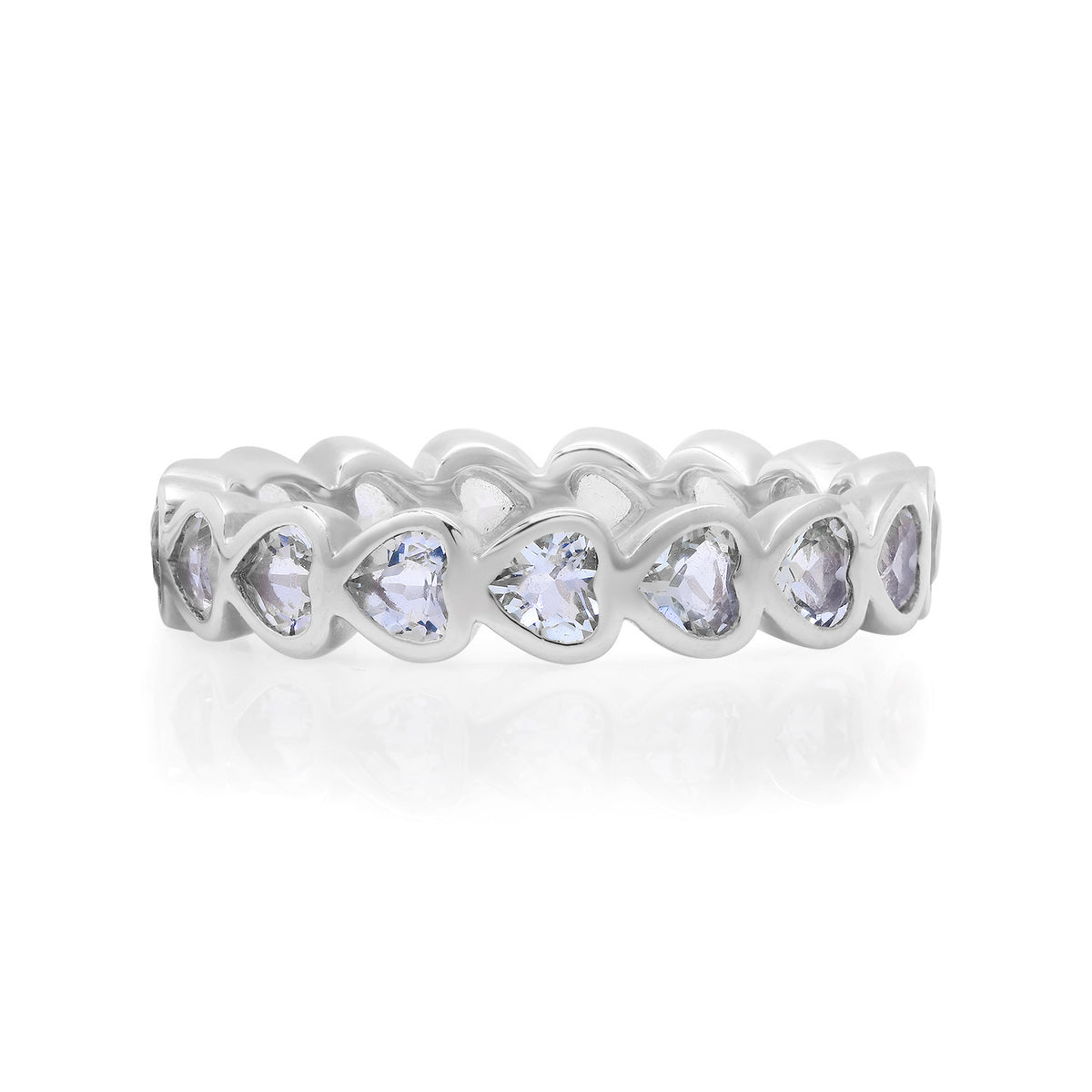 Petite Bezel Set Gemstone Heart Eternity Ring