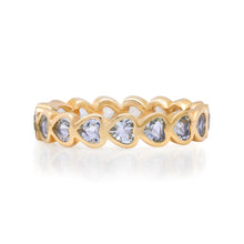 Petite Bezel Set Gemstone Heart Eternity Ring