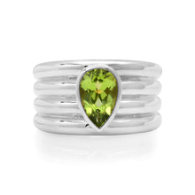 Peridot Pear Fluted Band Statement Ring