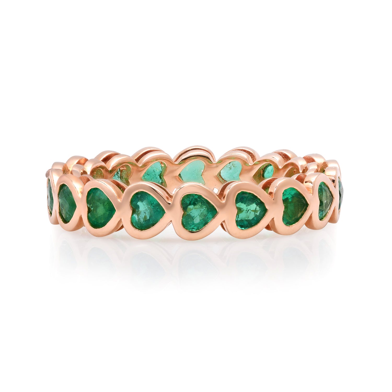 Petite Bezel Set Gemstone Heart Eternity Ring