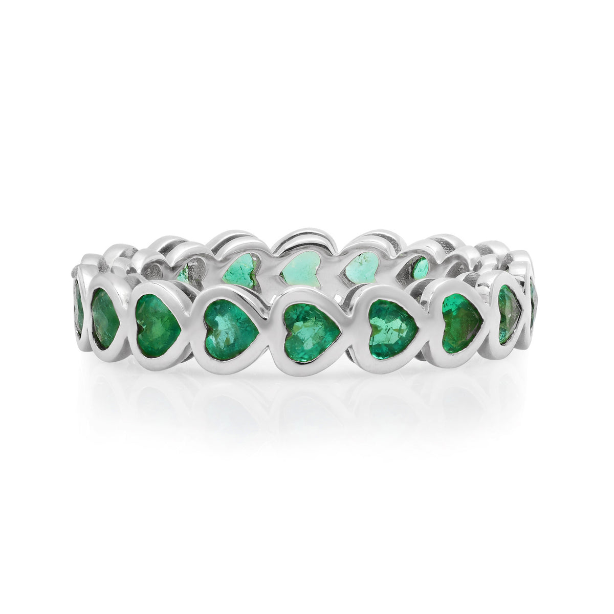 Petite Bezel Set Gemstone Heart Eternity Ring