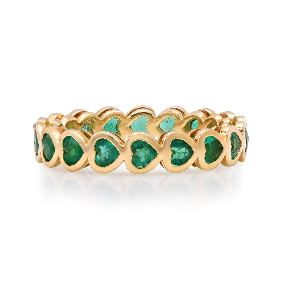 Petite Bezel Set Gemstone Heart Eternity Ring