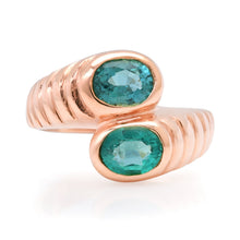 Toi et Moi Fluted Oval Emerald Wrap Ring