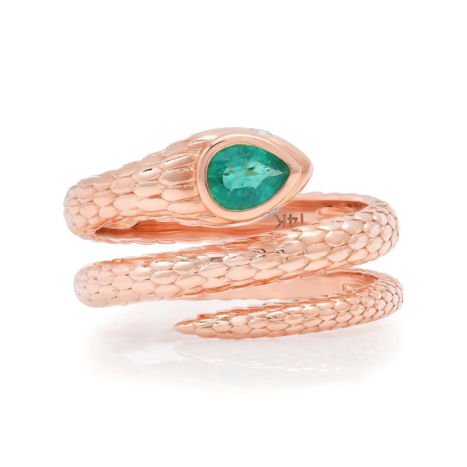 Fluted Snake Emerald Wrap Ring