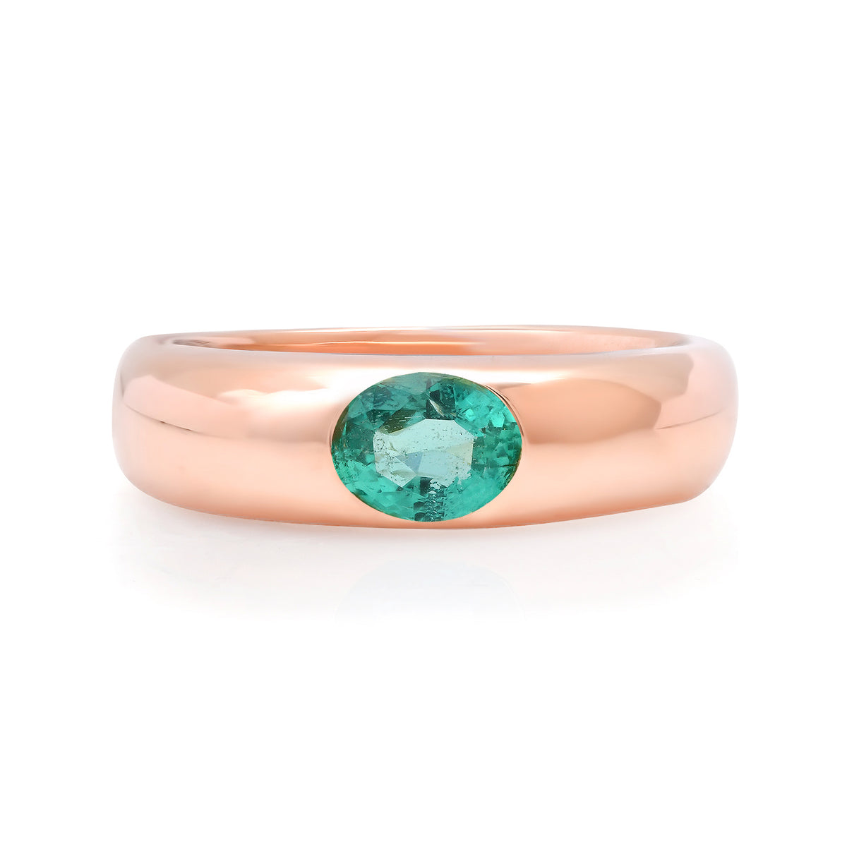 Petite Bezel Set Emerald Band Ring
