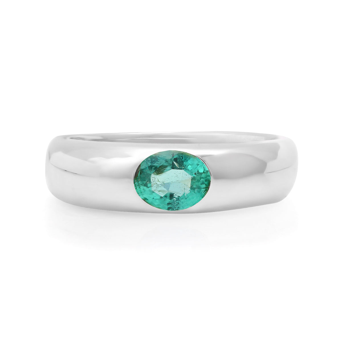 Petite Bezel Set Emerald Band Ring