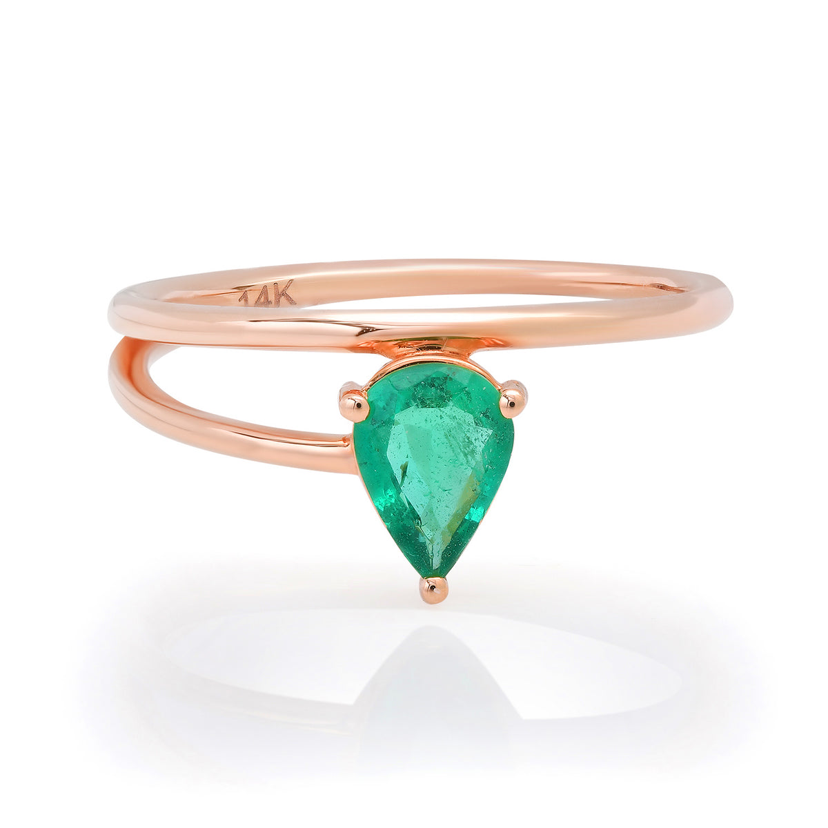 Emerald Solitaire Pear Wrap Ring