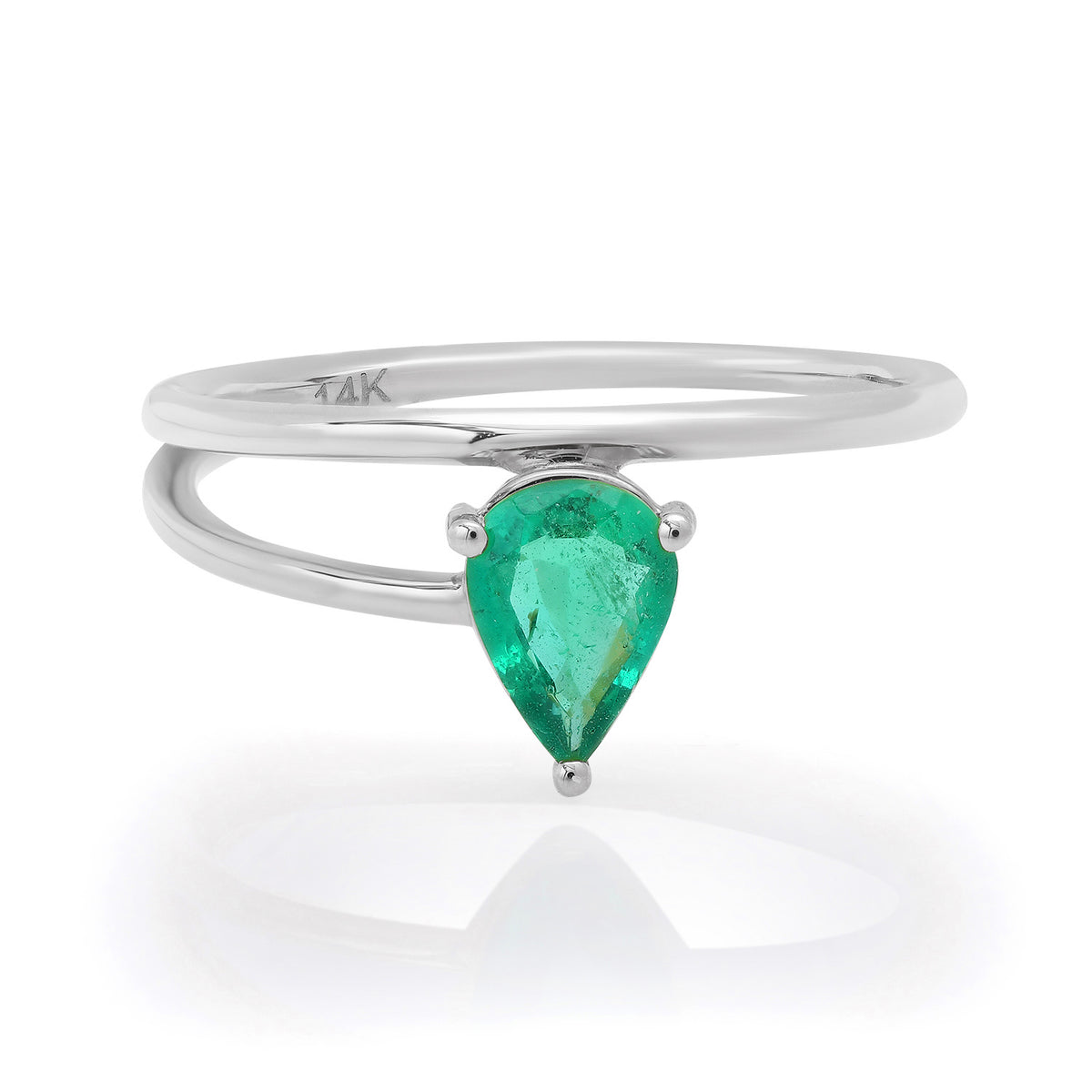 Emerald Solitaire Pear Wrap Ring