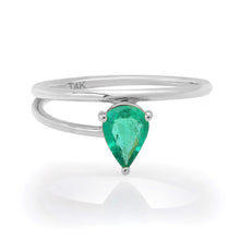 Emerald Solitaire Pear Wrap Ring